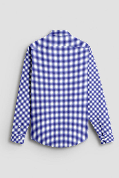White and Amparo Blue Gingham Checks Cotton Shirt