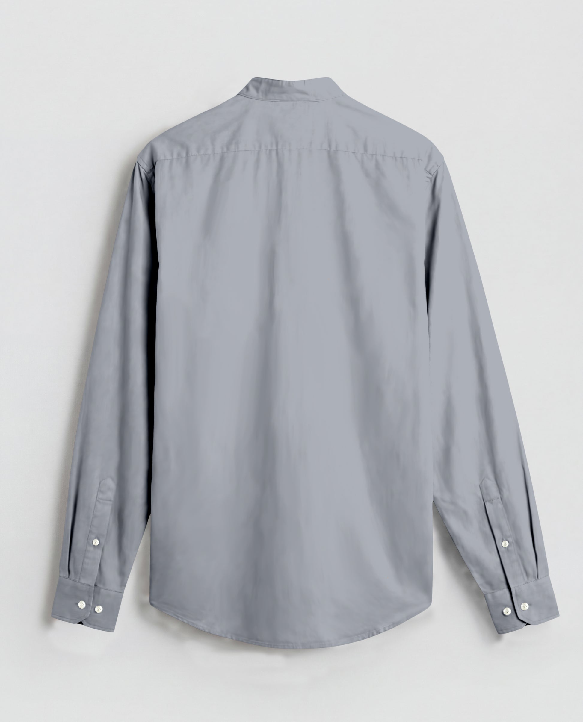 Grey Mandarin Collar Giza Cotton Shirt