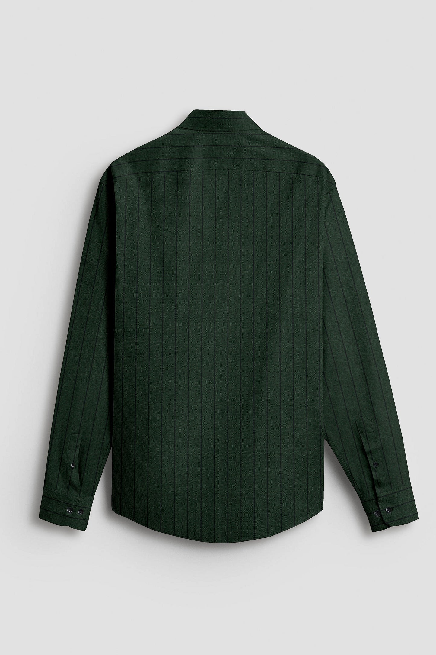 Cedar Green and Raven Black Pinstripes Oxford Cotton Shirt