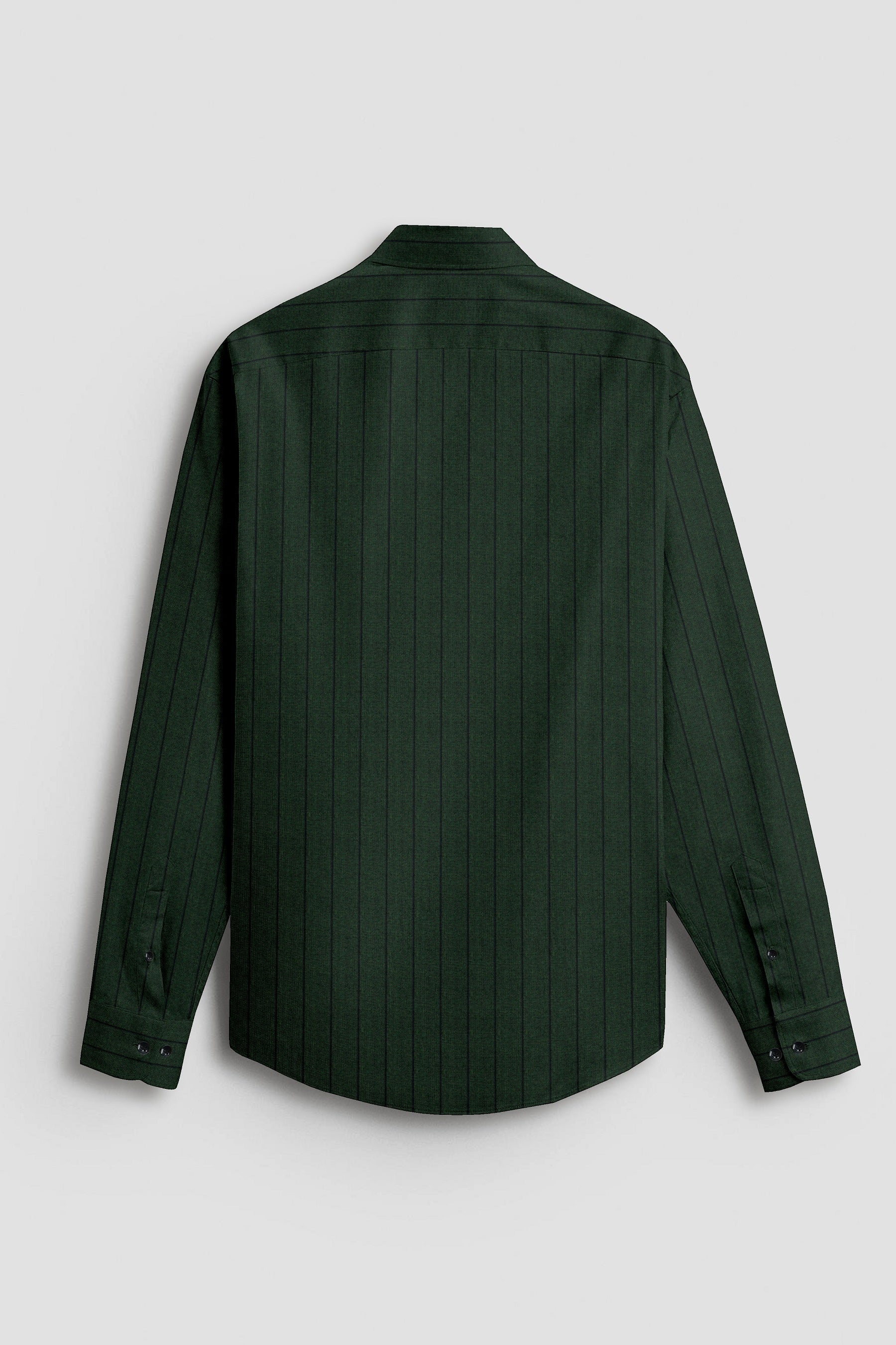 Cedar Green and Raven Black Pinstripes Oxford Cotton Shirt