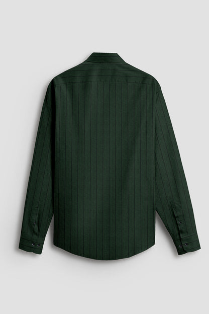 Cedar Green and Raven Black Pinstripes Oxford Cotton Shirt
