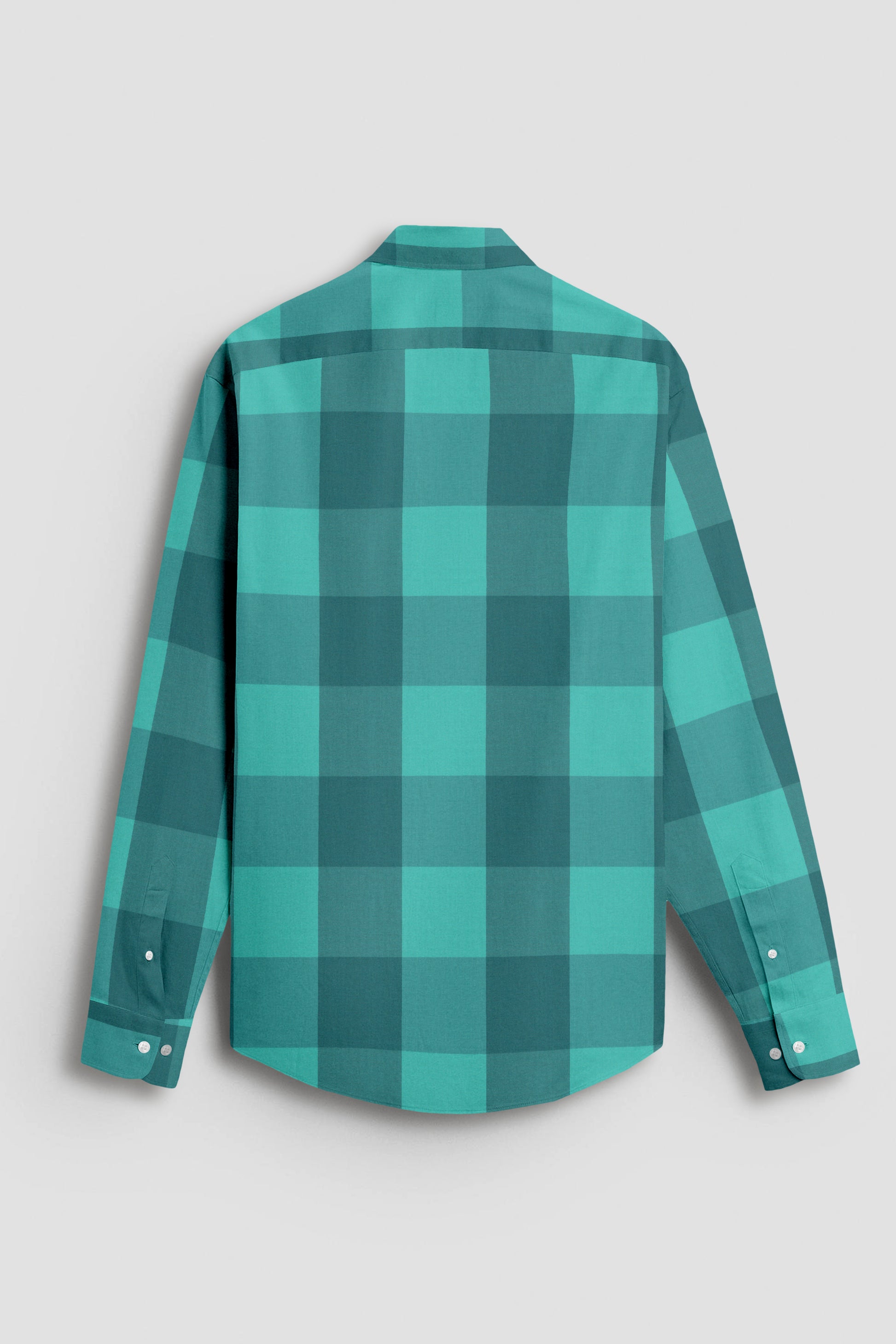 Billiard Green and Biscay Green Buffalo Checks Cotton Shirt