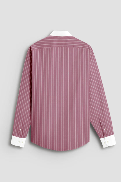 Polignac Pink and Salt White Pinstripes Designer Cotton Shirt