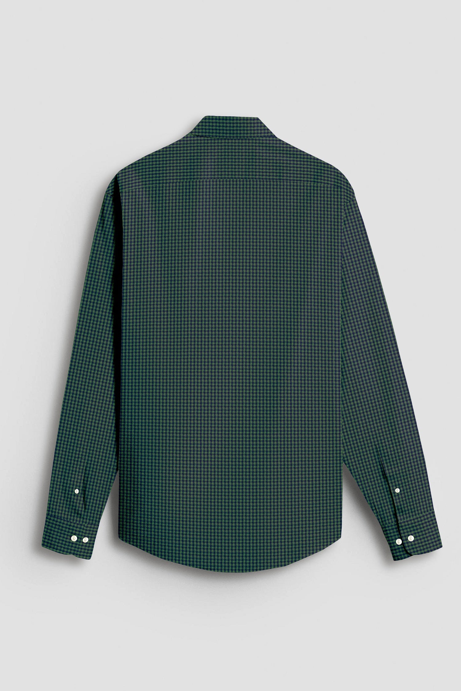 Pine Green and Medieval Blue Gingham Checks Cotton Shirt