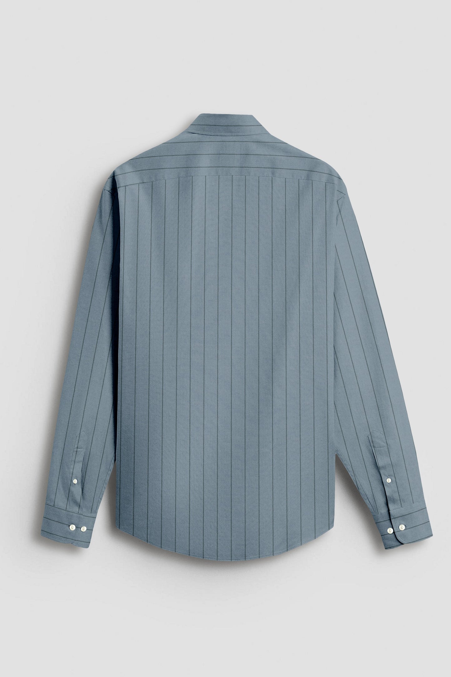Apatite Blue and Pine Green Altered Broken Stripes Oxford Cotton Shirt