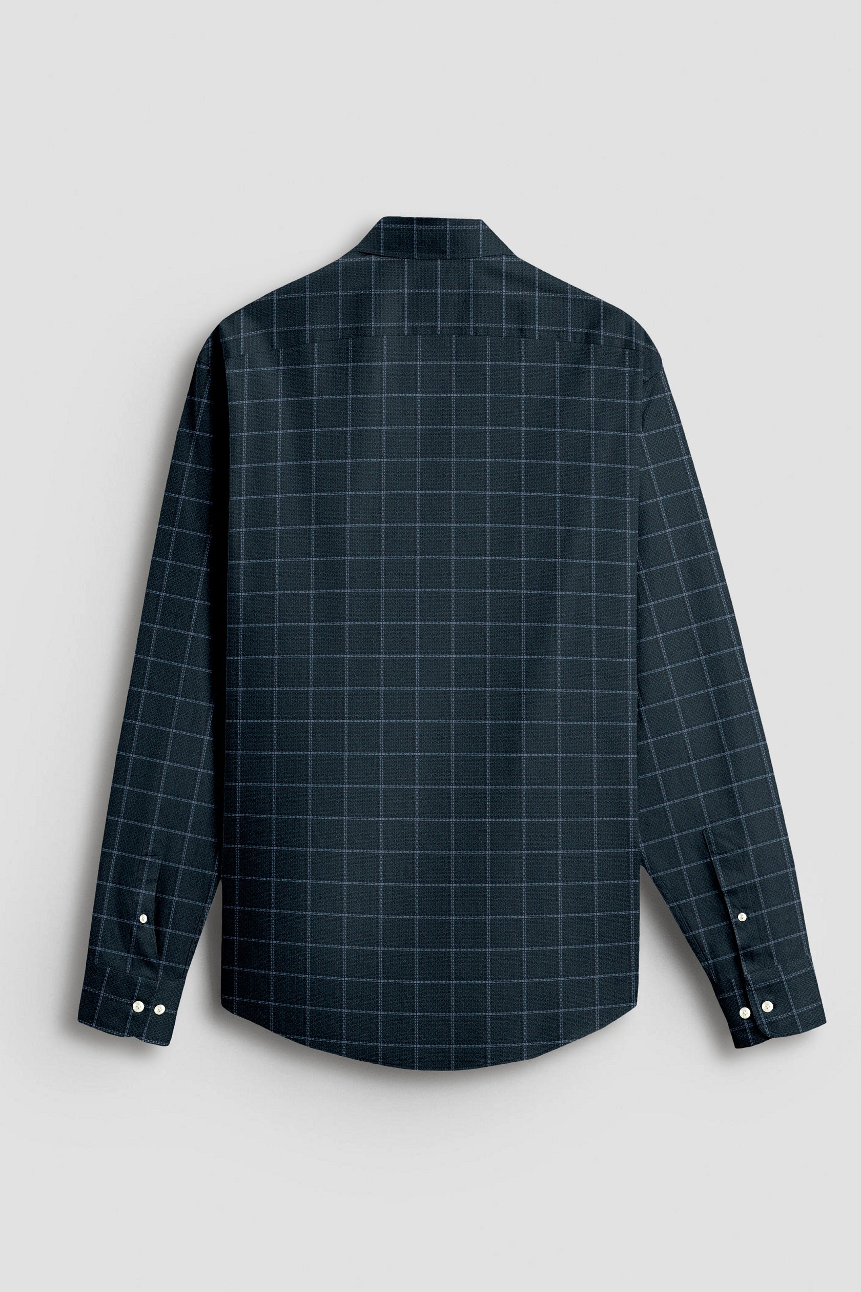 Medieval Blue with Storm Green and Arona Gray Altered Broken Windowpane Checks 2 ply Giza Cotton Shirt