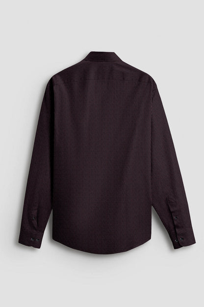 Jade Black and fuchsia Red Herringbone Stripes Oxford Cotton Shirt
