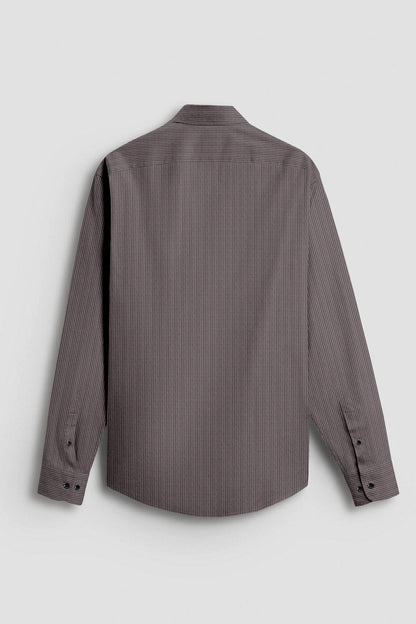 Jaspillite Brown and Coal Black Herringbone Stripes Oxford Cotton Shirt