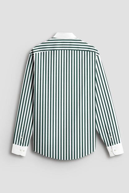 Everglade Forest Green Candy Stripes Designer Cotton Shirt