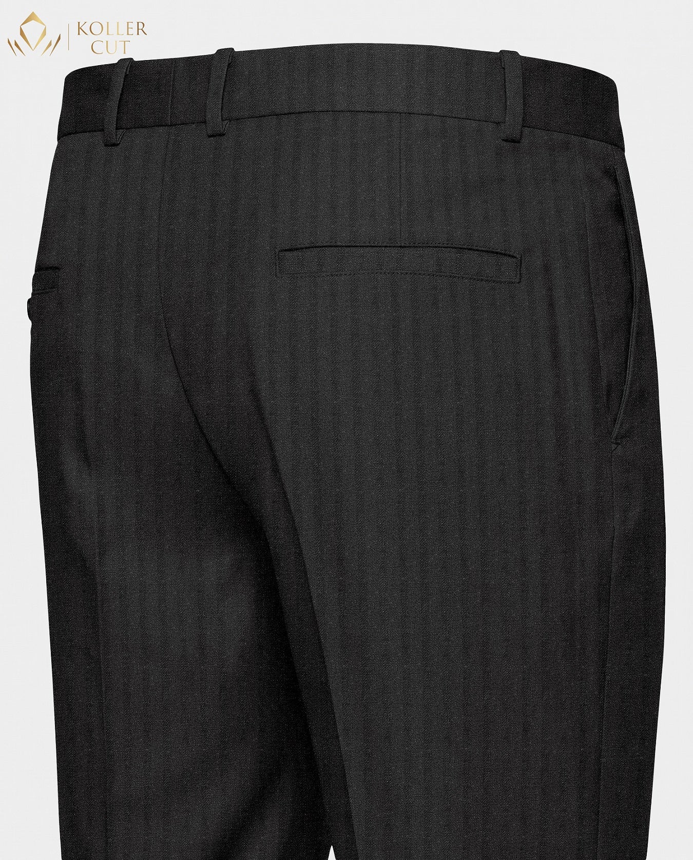 Graphite Gray Wool Blend Slight Stretch Tweed Stripes Pant