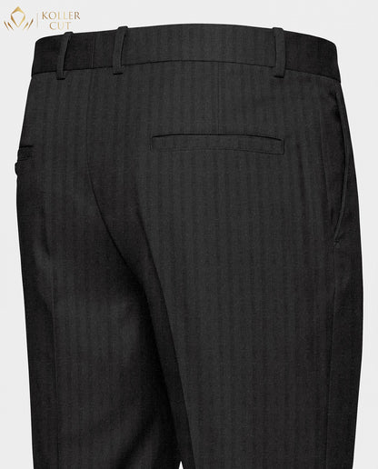 Graphite Gray Wool Blend Slight Stretch Tweed Stripes Pant