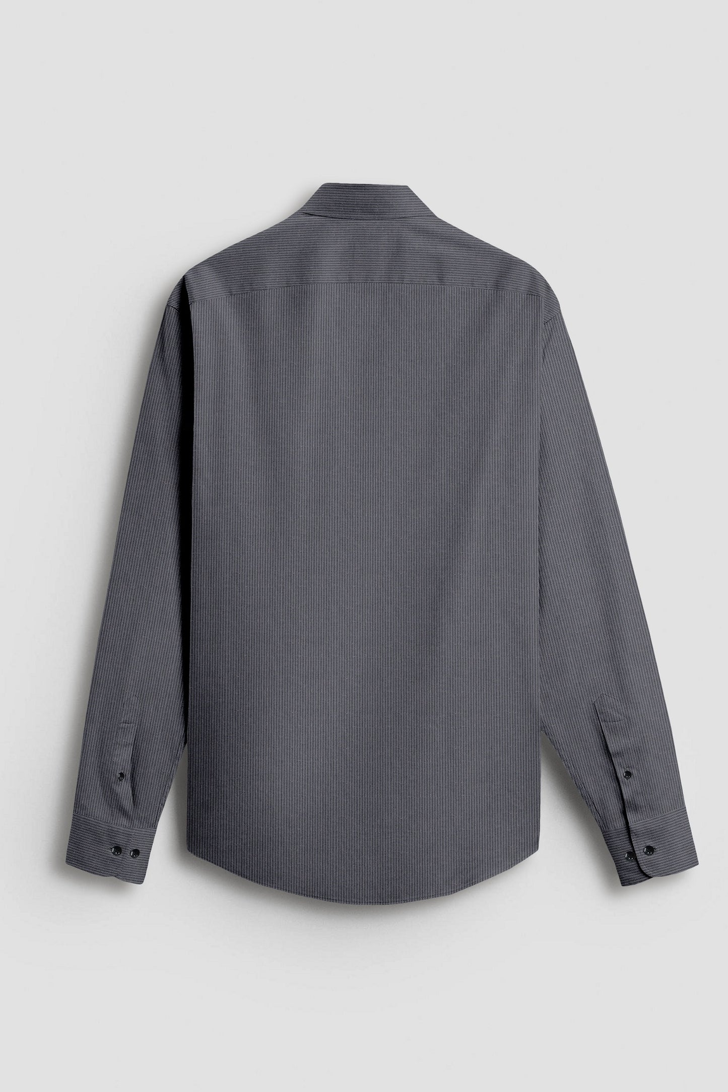 Pigeon Gray and Coal Black Herringbone Stripes Oxford Cotton Shirt