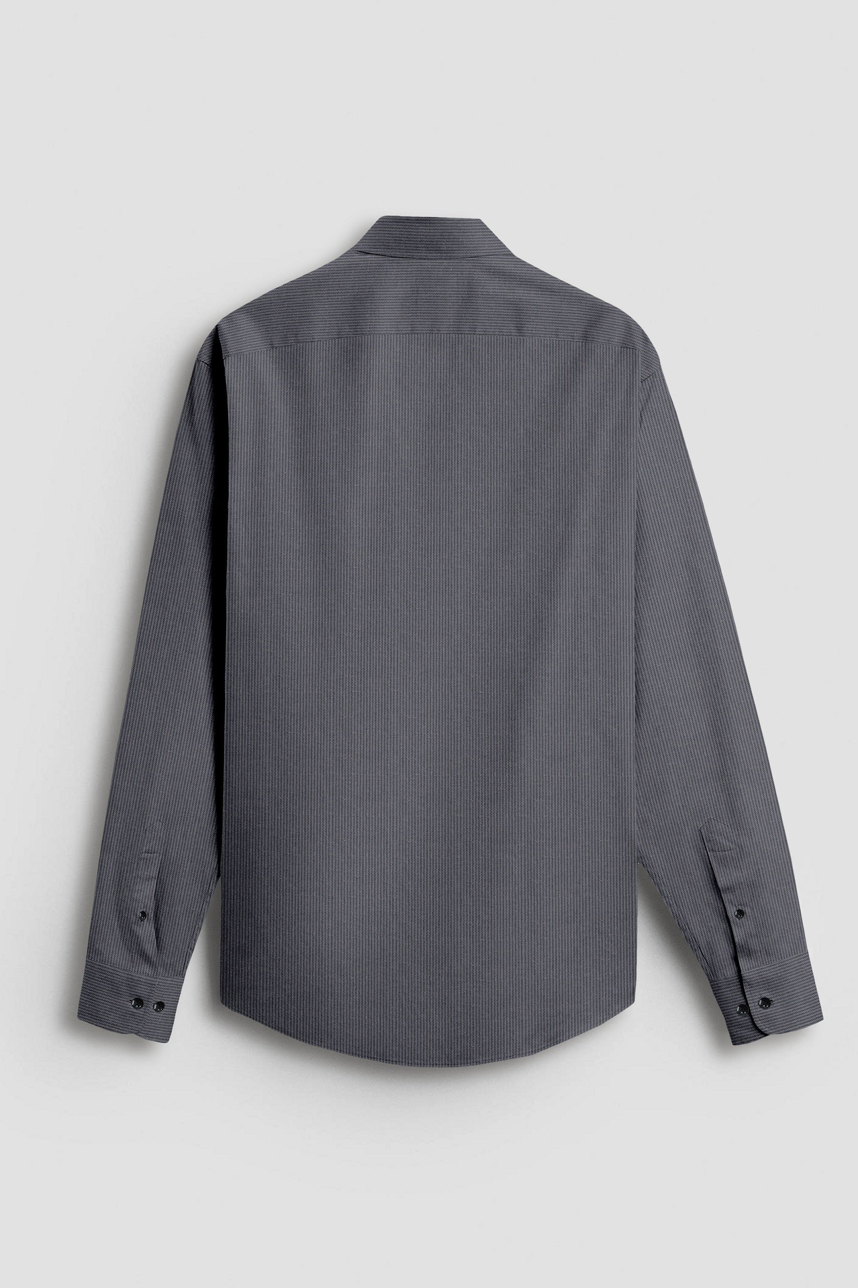 Pigeon Gray and Coal Black Herringbone Stripes Oxford Cotton Shirt