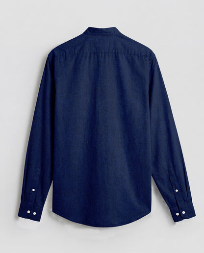 Estate Blue Two Toned Mandarin Collar Premium Oxford Cotton Shirt