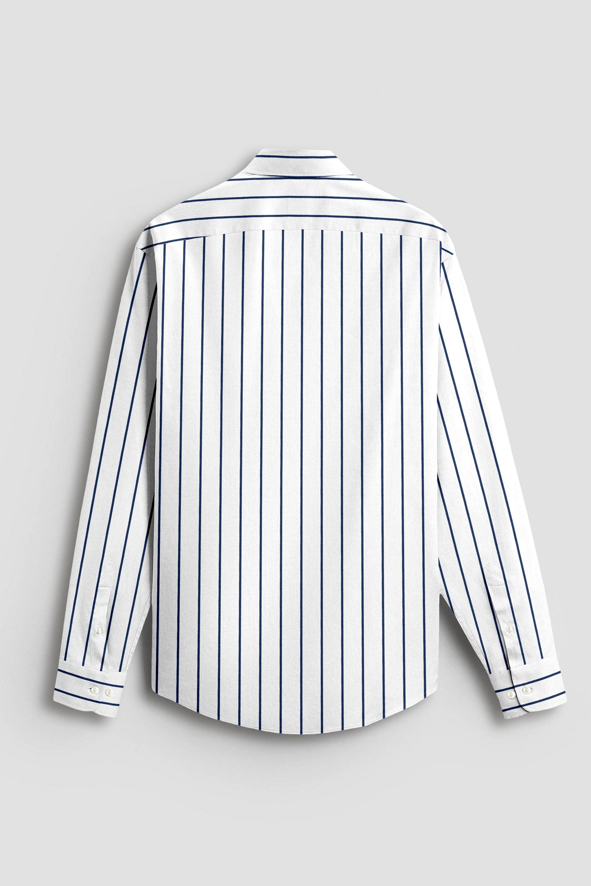 Milk White and Lapis Blue Stripes Cotton Shirt