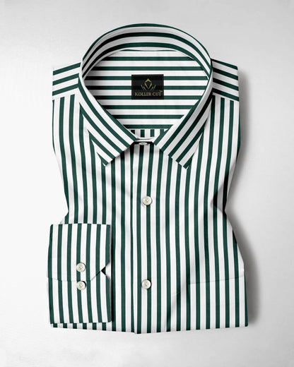 Everglade Forest Green Candy Stripes Cotton Shirt