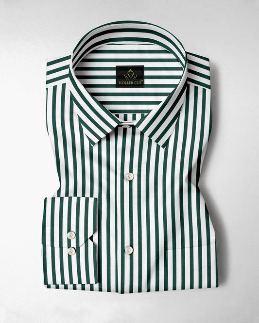 Everglade Forest Green Candy Stripes Cotton Shirt