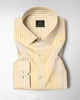 White and Cornsilk Yellow Candy Stripes Oxford Cotton Shirt