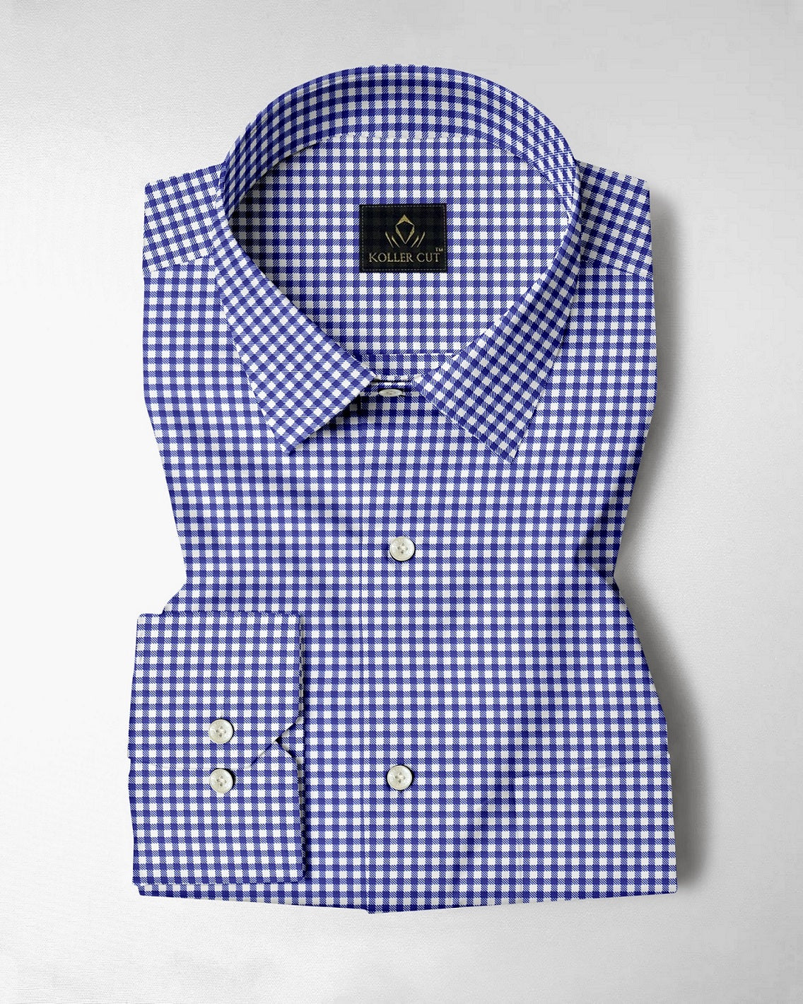 White and Amparo Blue Gingham Checks Cotton Shirt