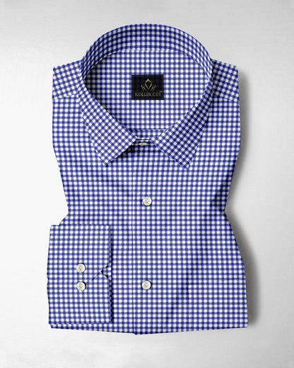 White and Amparo Blue Gingham Checks Cotton Shirt