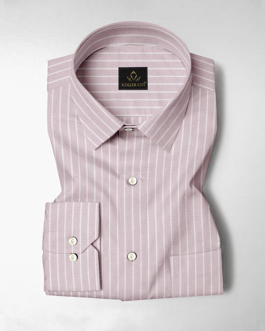 Blossom Pink and Flash White Chalk Stripes Oxford Cotton Shirt