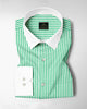 White and Zephyr Green Candy Stripes Designer Cotton Shirt
