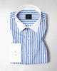 Robbia Blue And Milky White Stripes Oxford Structured Designer Cotton Shirt