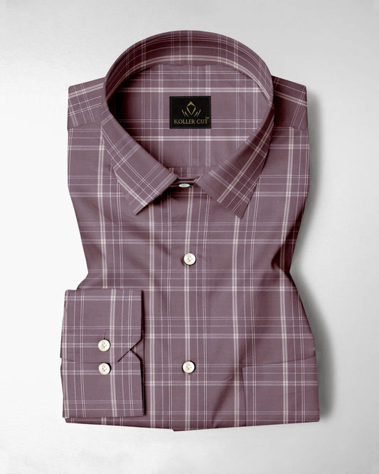 Mauve Purple and Cream Checks Cotton Shirt