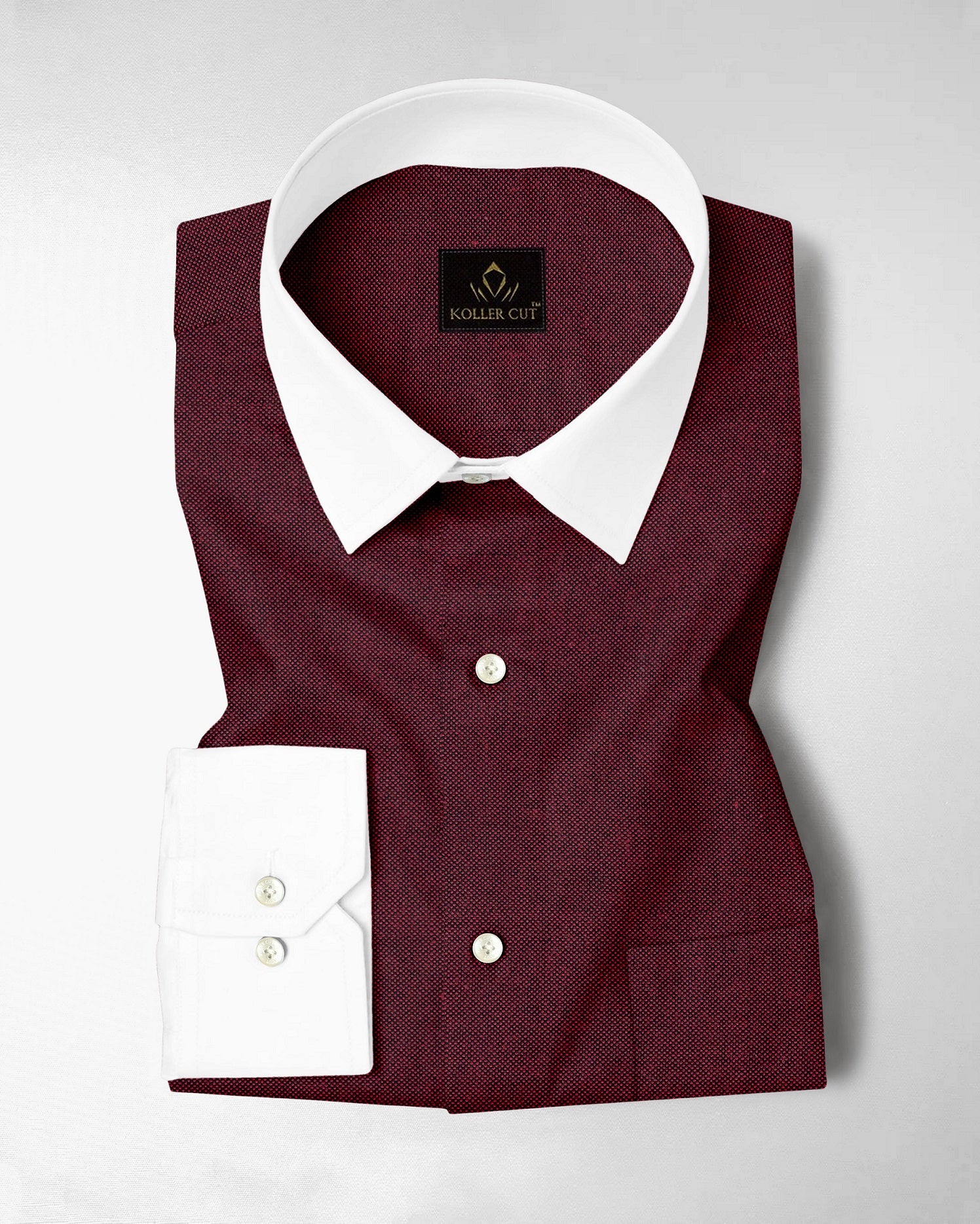 Oxblood Red Two Toned Premium Oxford Designer Cotton Shirt