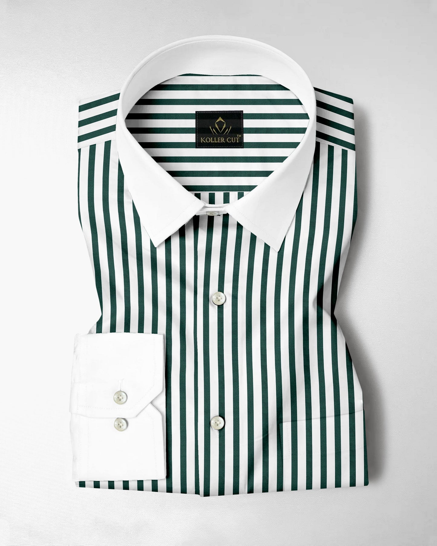 Everglade Forest Green Candy Stripes Designer Cotton Shirt