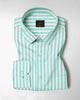 White and Turquoise Green Stripes Oxford Cotton Shirt
