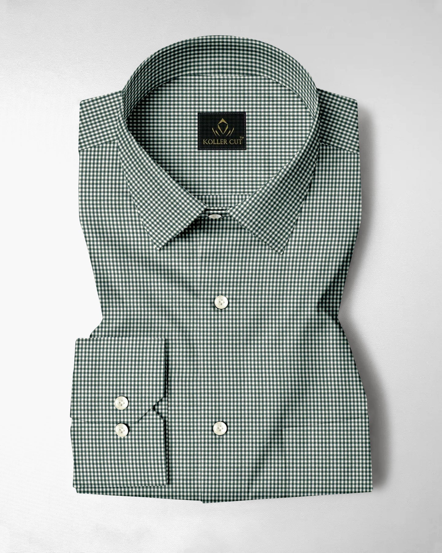 Foliage Green and White Checks Cotton Shirt