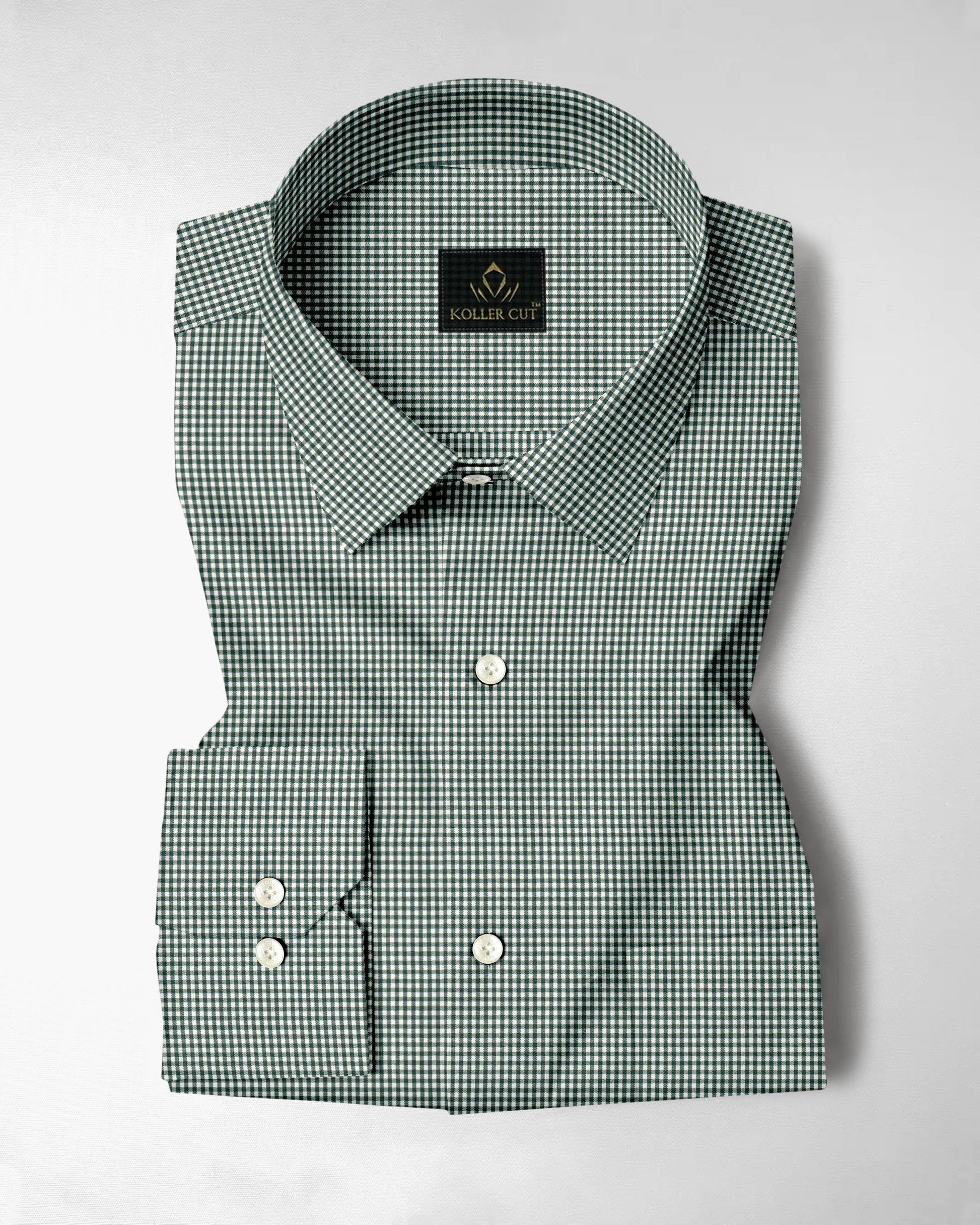 Foliage Green and White Checks Cotton Shirt