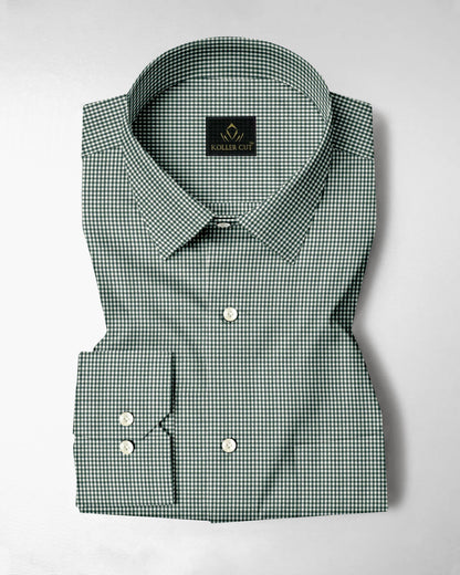 Foliage Green and White Checks Cotton Shirt