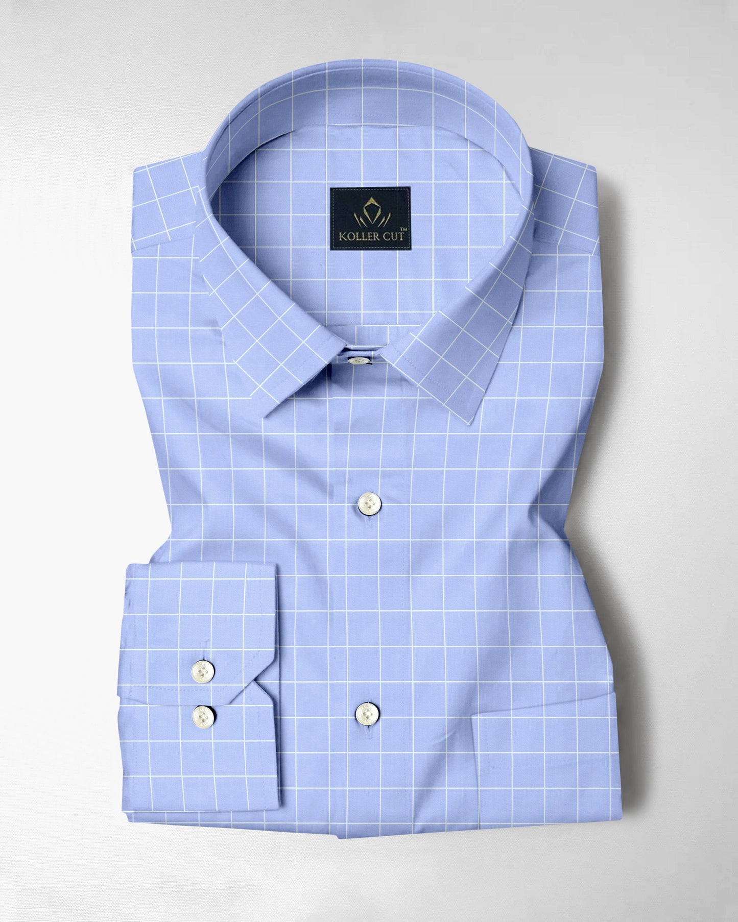 Omphalodes Blue and Salt White Graph Checks Cotton Shirt
