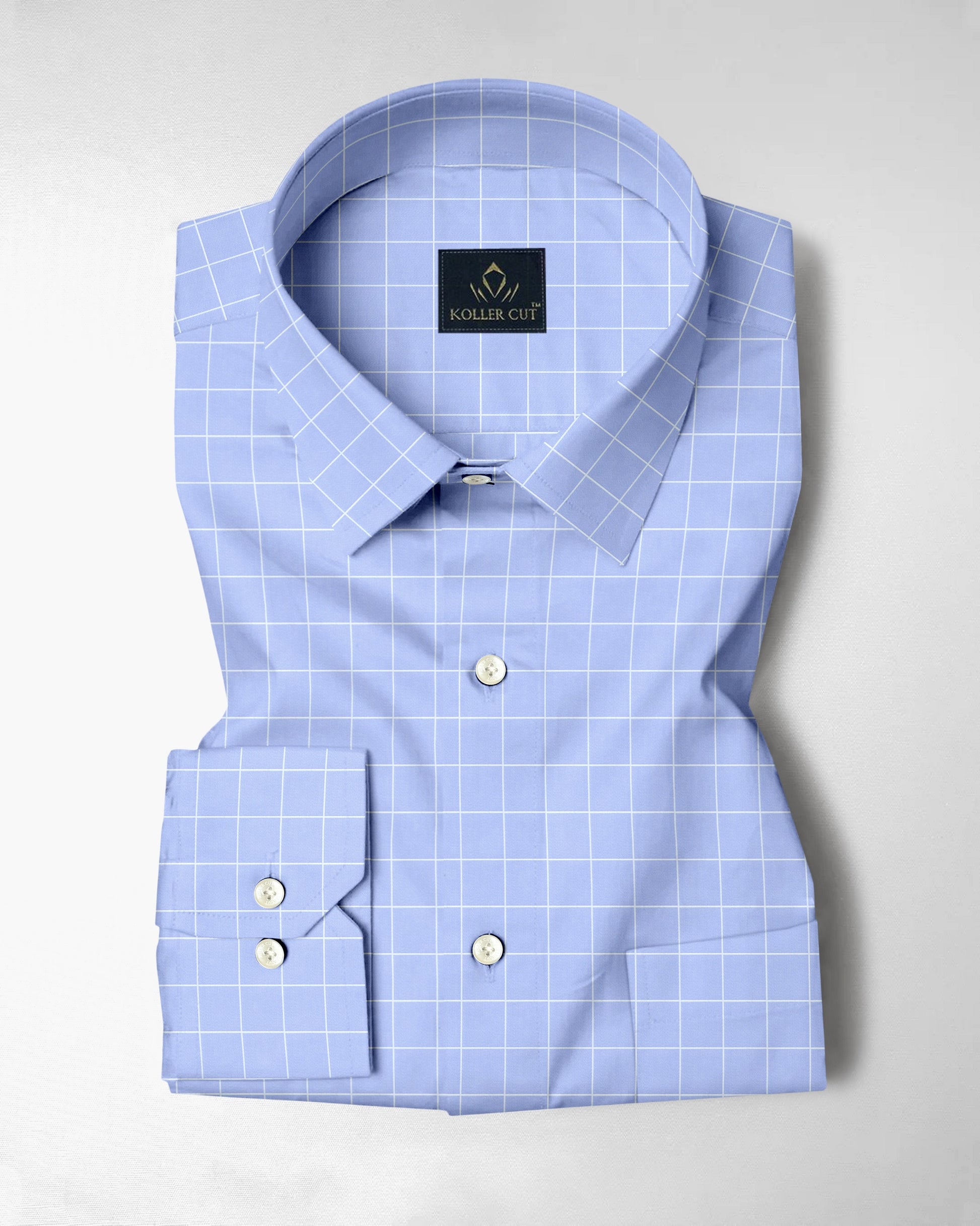 Omphalodes Blue and Salt White Graph Checks Cotton Shirt