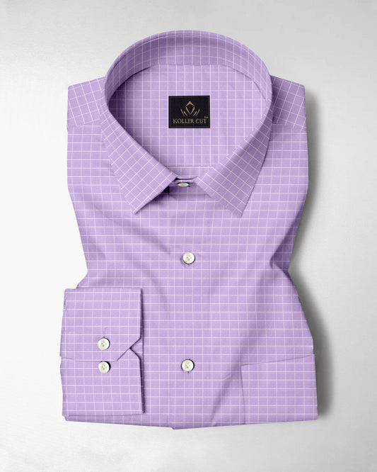 Passiflora Purple and Snow White Checks Cotton Shirt