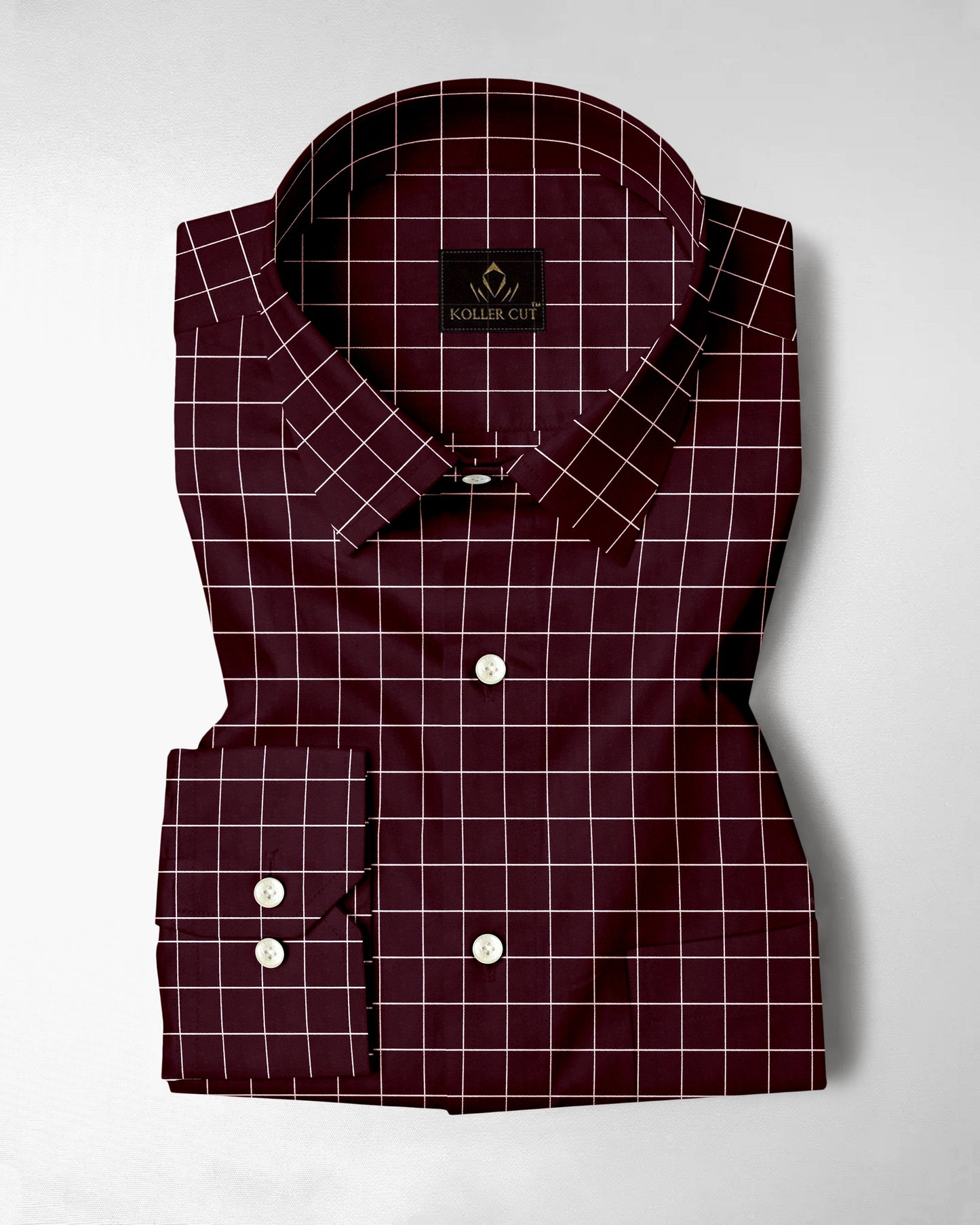 Aubergine Maroon and Salt White Graph Checks Cotton Shirt