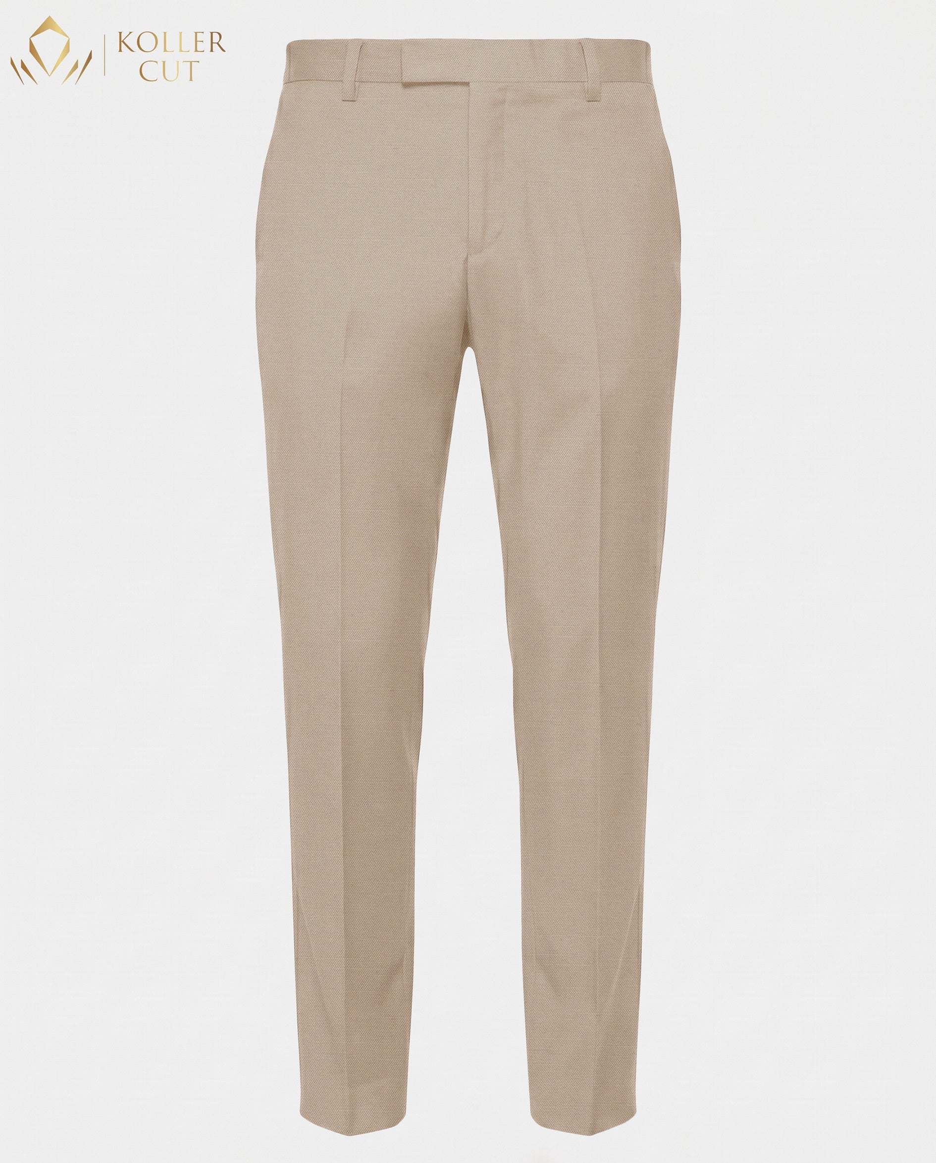 Beige Wool Rich Slight Stretch Pant