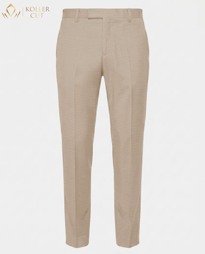 Beige Wool Rich Slight Stretch Pant