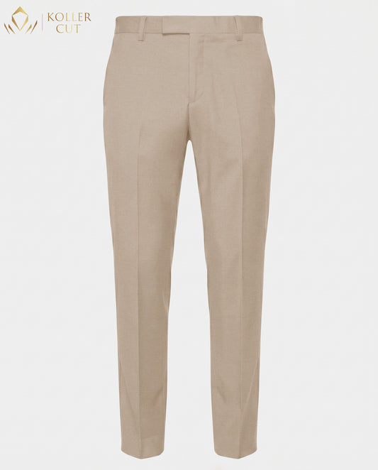 Beige Wool Rich Slight Stretch Pant