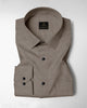 Parsnip Beige and Coal Black Herringbone Stripes Oxford Cotton Shirt