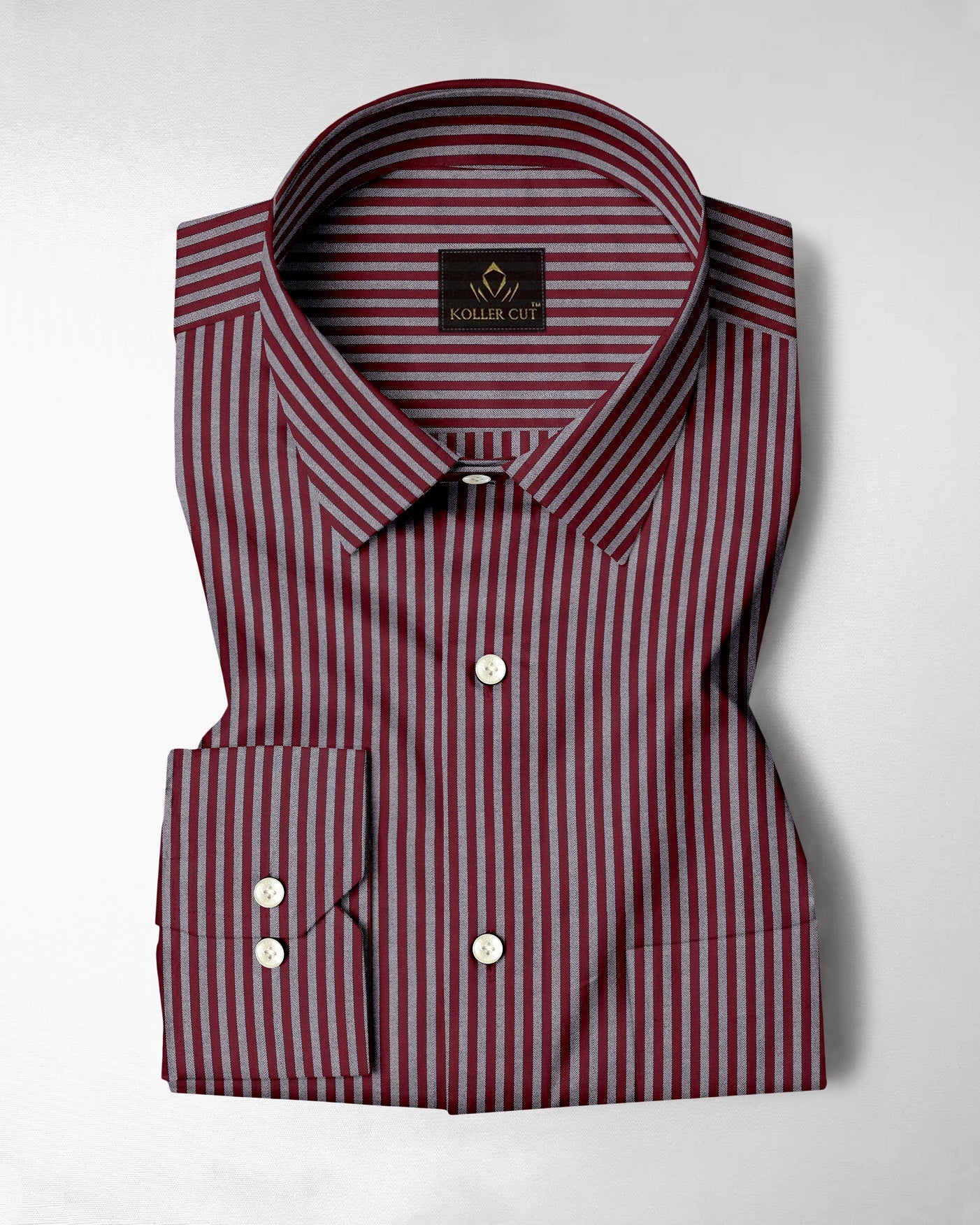 Cabernet Red and Portabella Grey Stripes Cotton Shirt