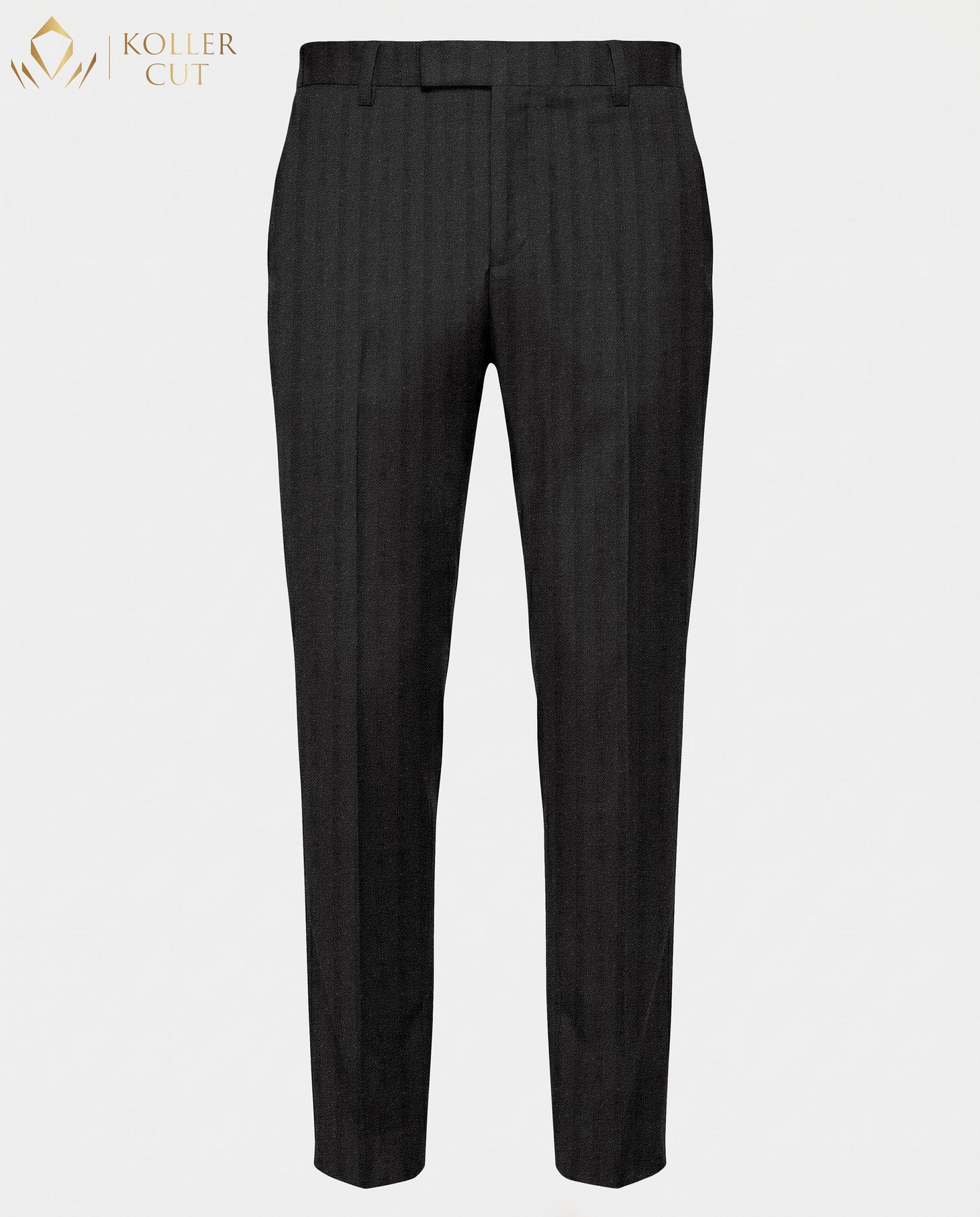 Graphite Gray Wool Blend Slight Stretch Tweed Stripes Pant