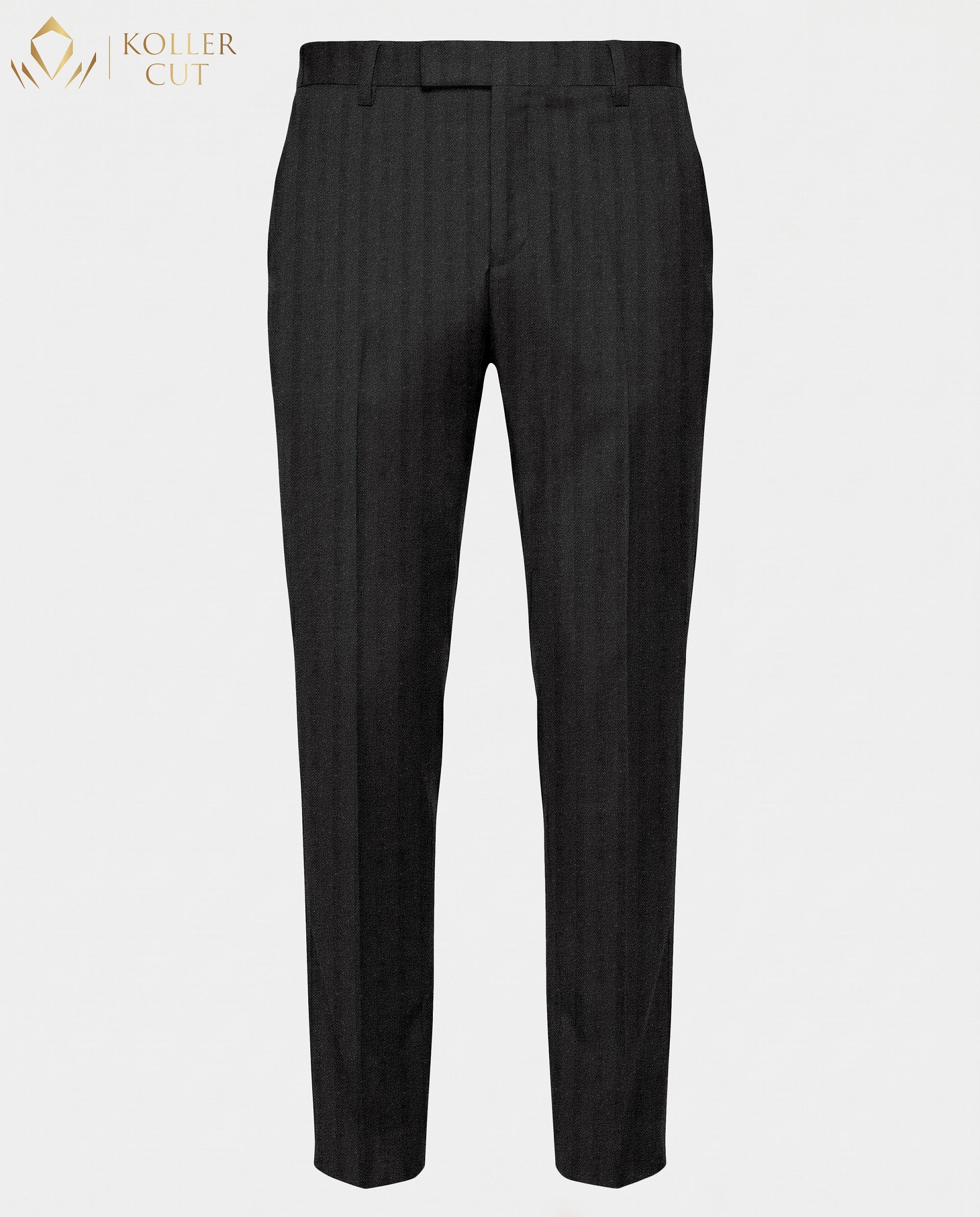 Graphite Gray Wool Blend Slight Stretch Tweed Stripes Pant