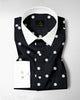 Cumin Black and Silk White Polka Dots Printed Designer Cotton Shirt