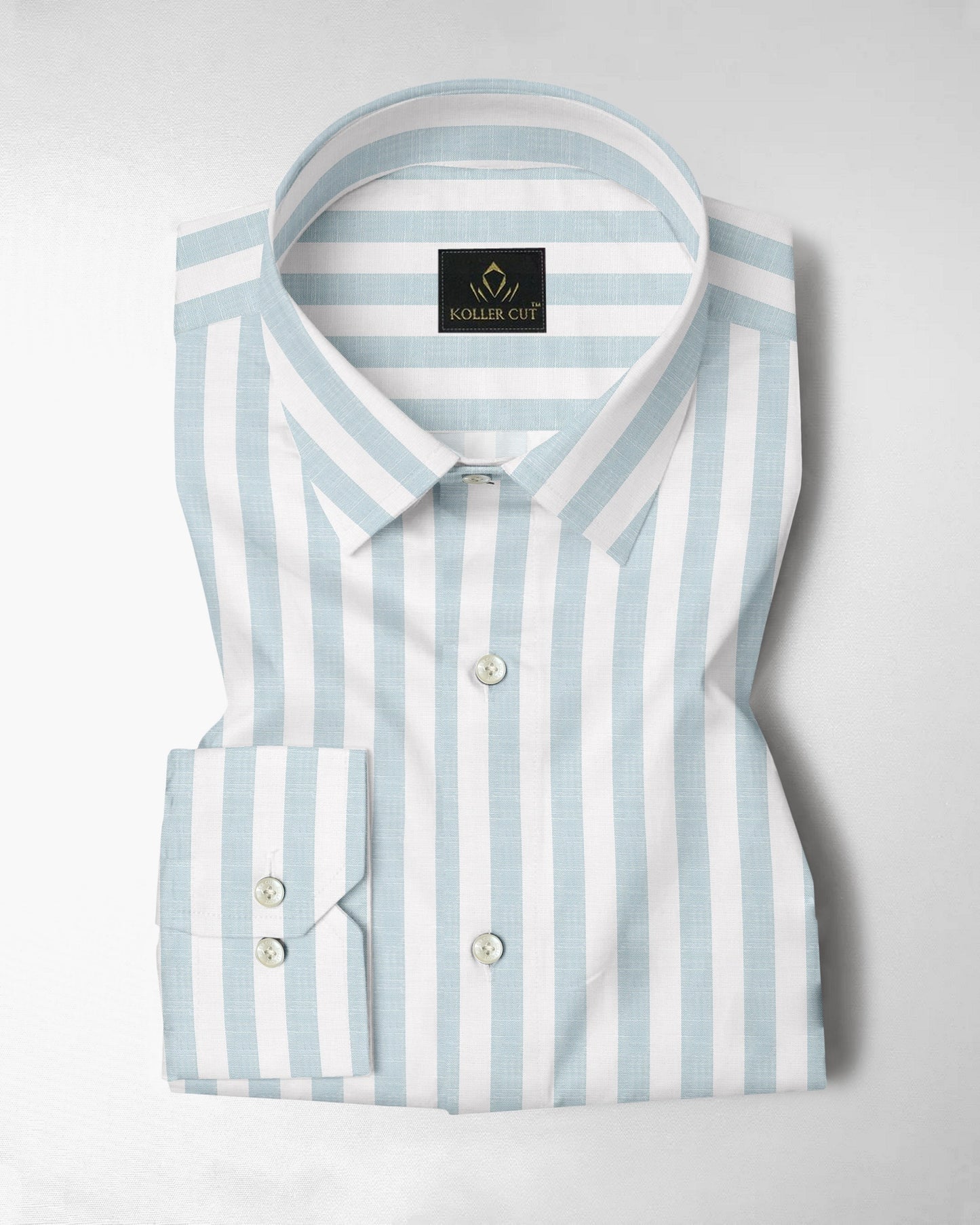 White and Gossamer Green Stripes Cotton Linen Shirt