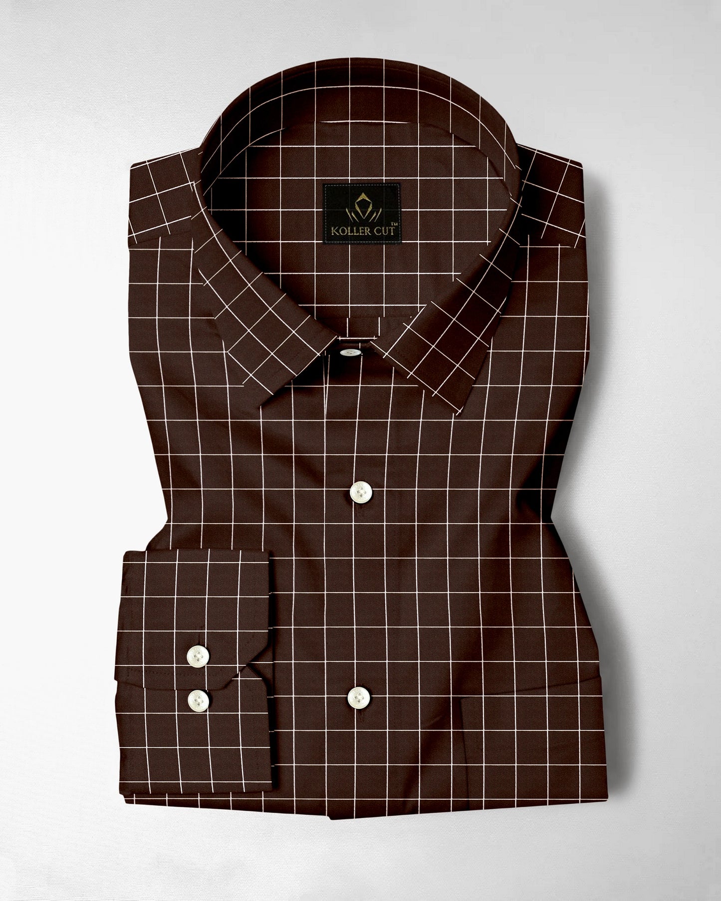 Peat Brown And Salt White Graph Checks Cotton Shirt