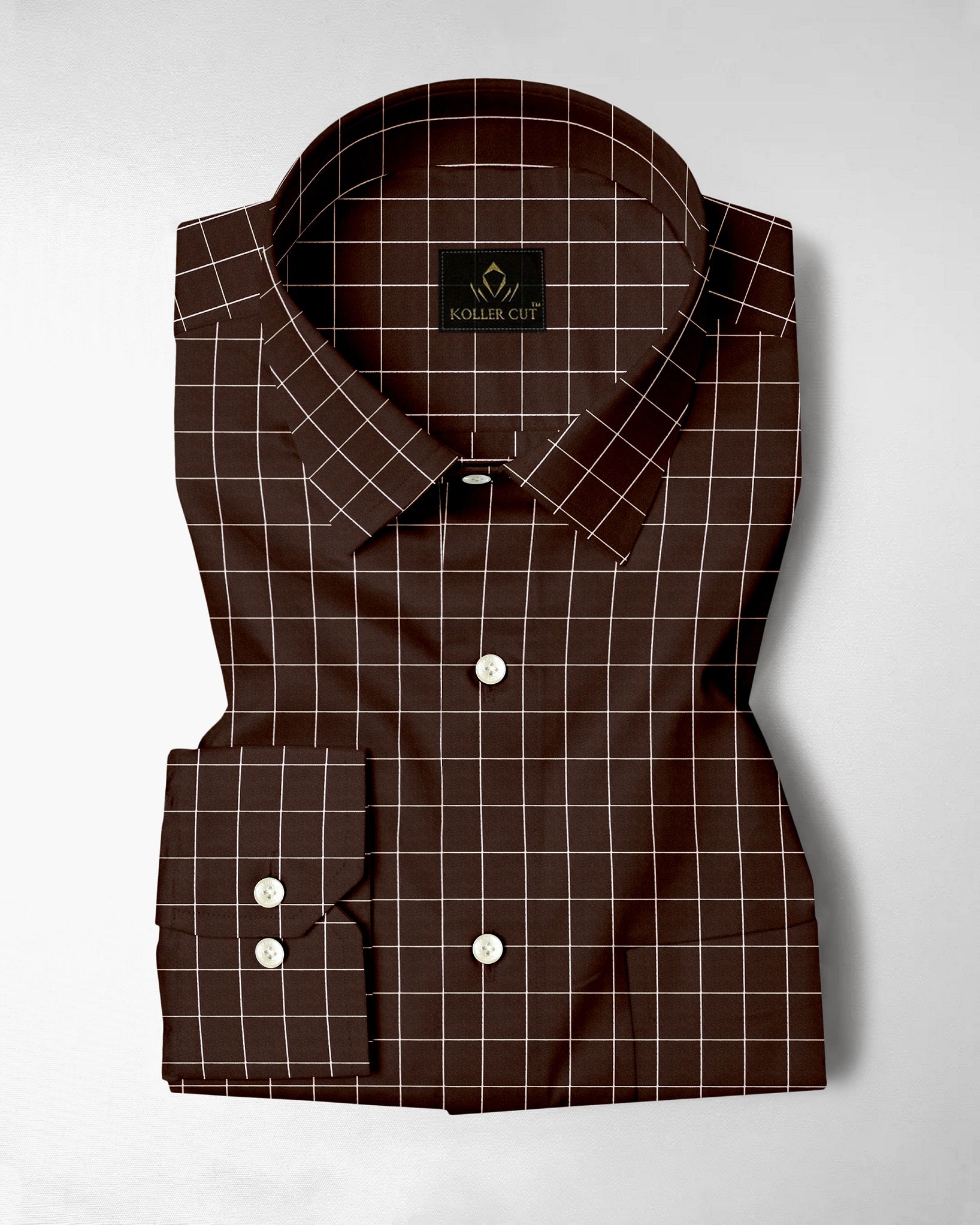 Peat Brown And Salt White Graph Checks Cotton Shirt
