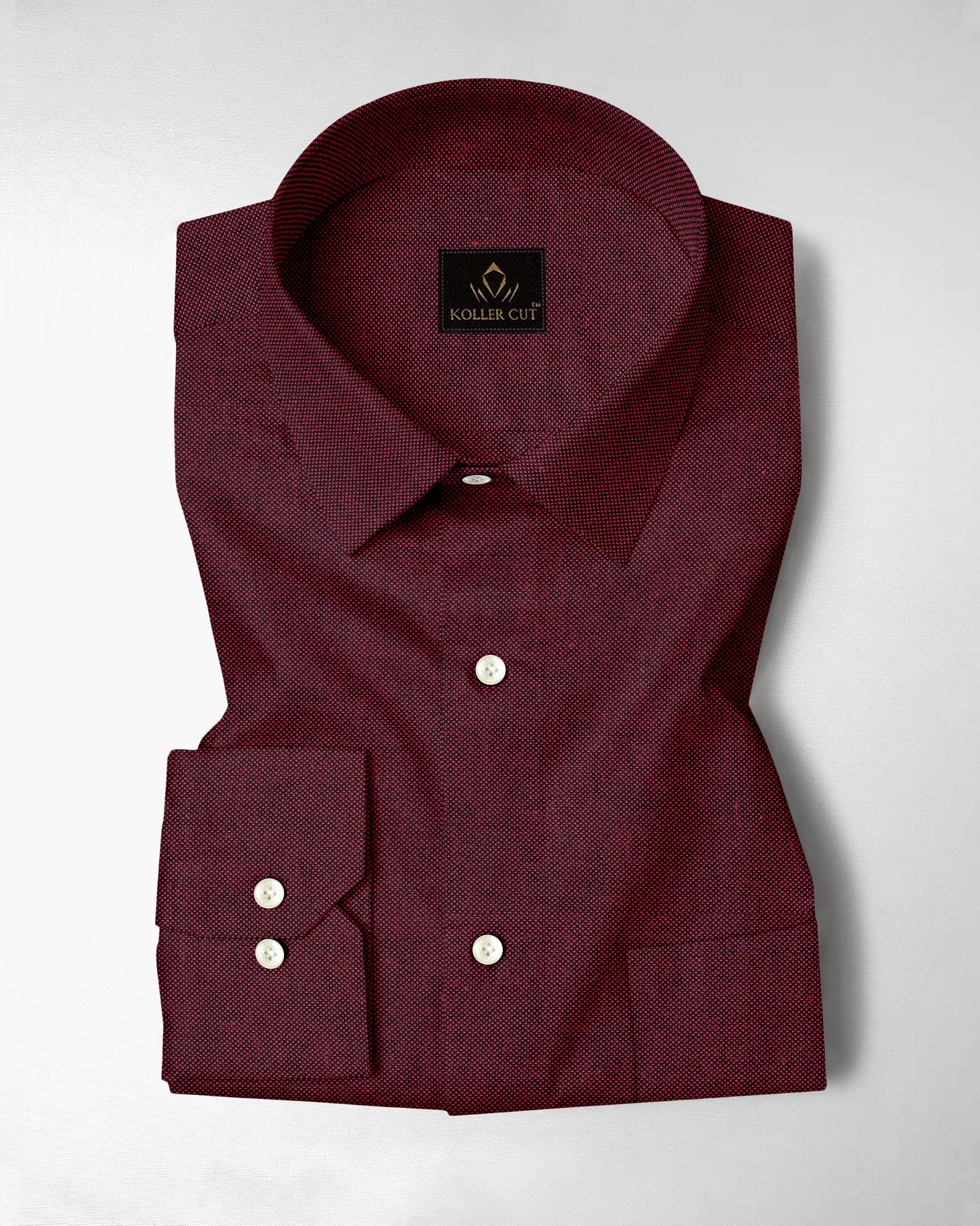 Oxblood Red Two Toned Premium Oxford Cotton Shirt